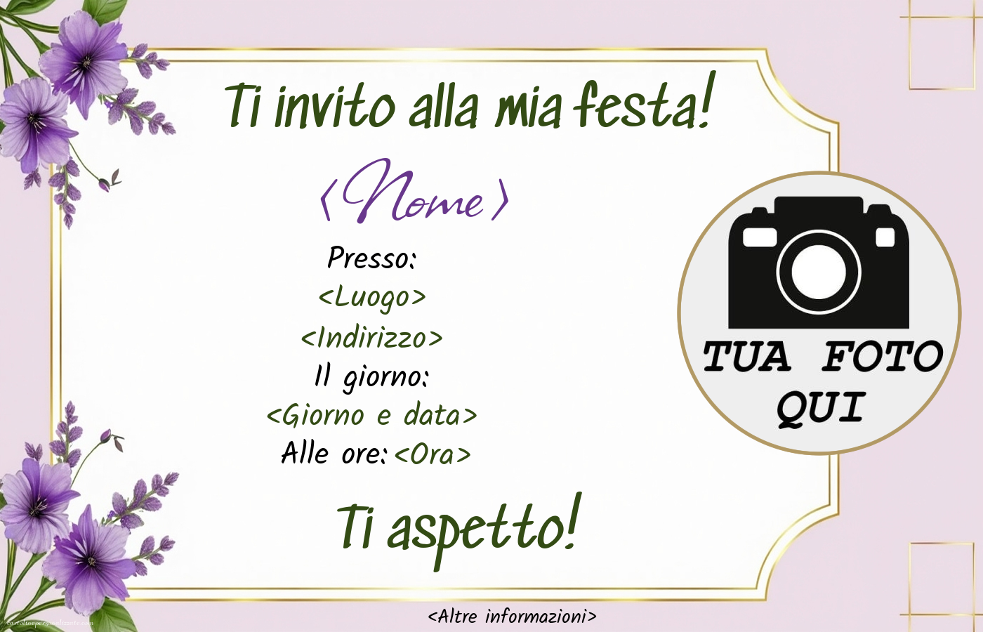 Invito compleanno con foto donna | Crea inviti personalizzati di compleanno