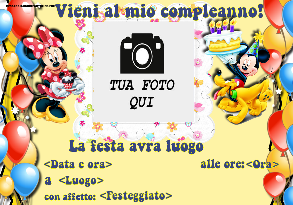 Inviti personalizzati con Topolino e Minnie | Crea inviti personalizzati di compleanno