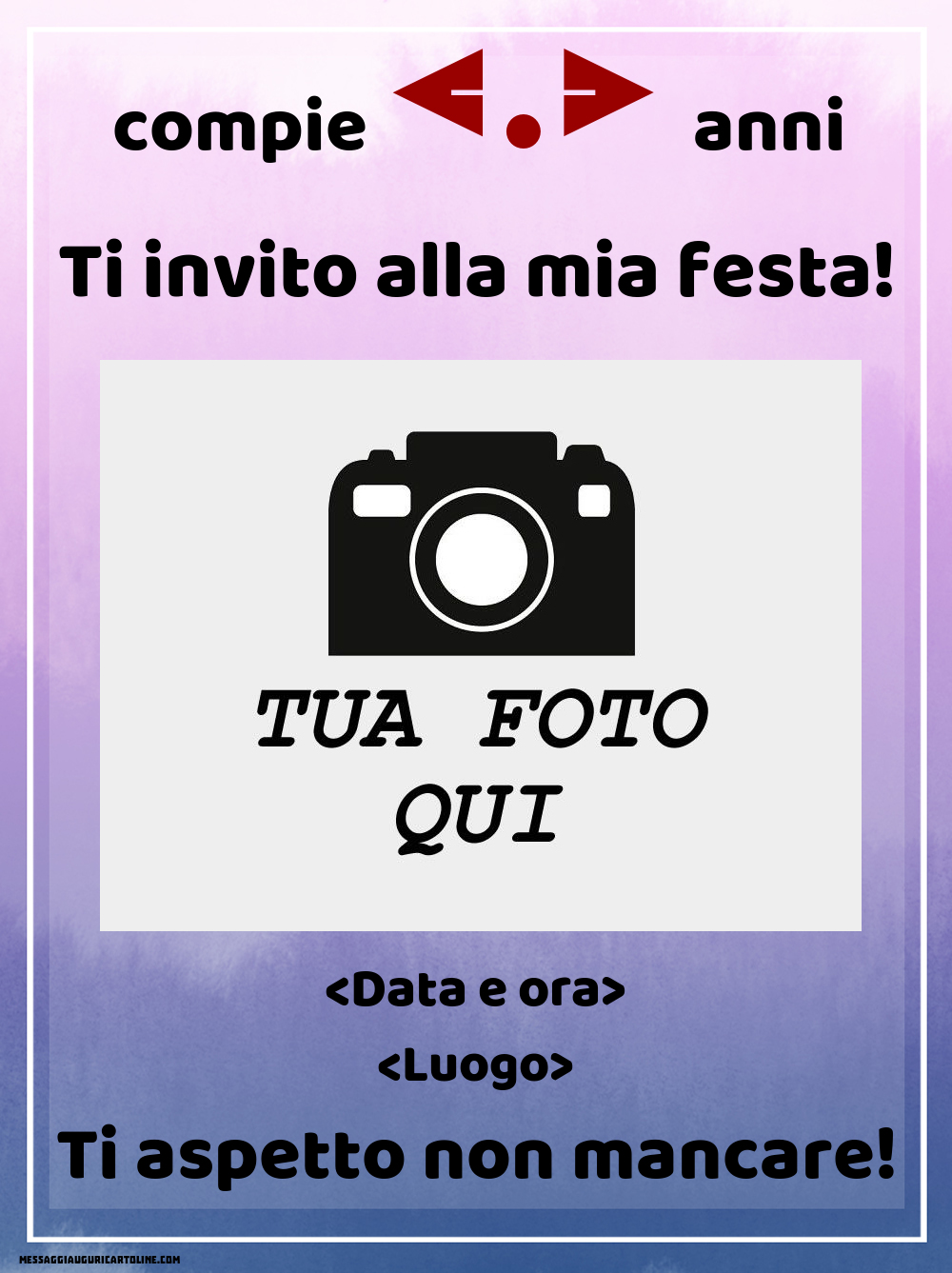 Invito con foto e età modificabile | Crea inviti personalizzati di compleanno