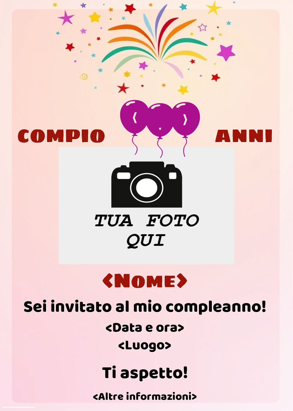 Invito per donne con cornice foto | Crea inviti personalizzati di compleanno