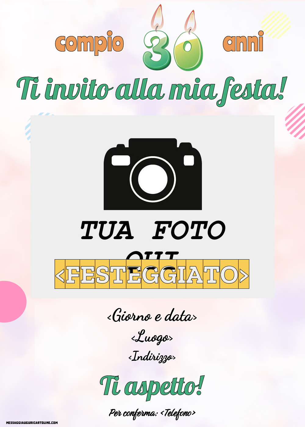 Invito con foto per 30 anni | Crea inviti personalizzati di compleanno