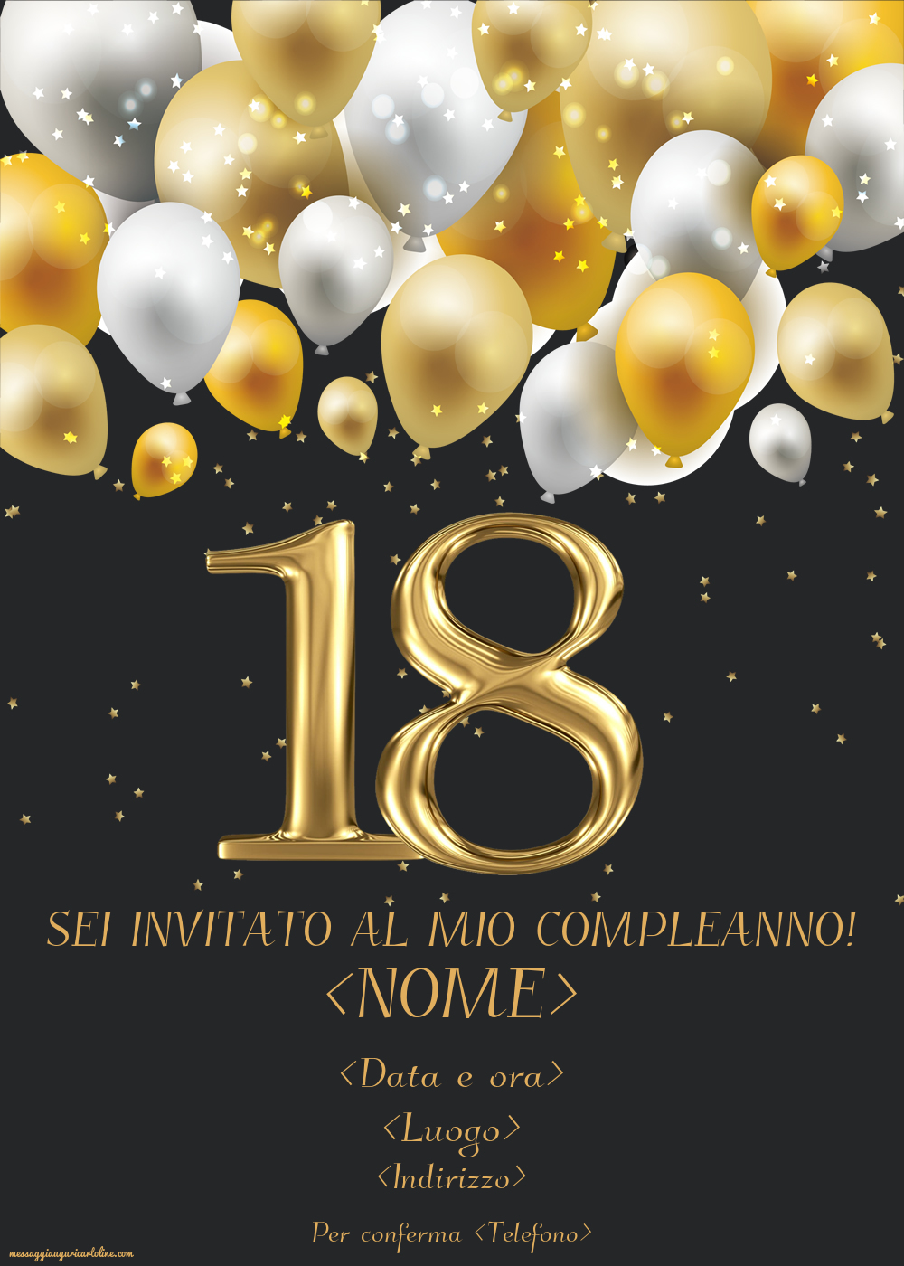 Festa con palloncini, Crea inviti personalizzati 18 anni