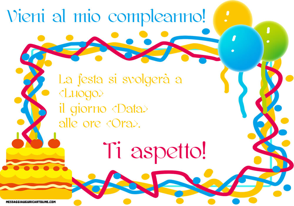 Invito con palloncini e torta | Crea inviti personalizzati di compleanno