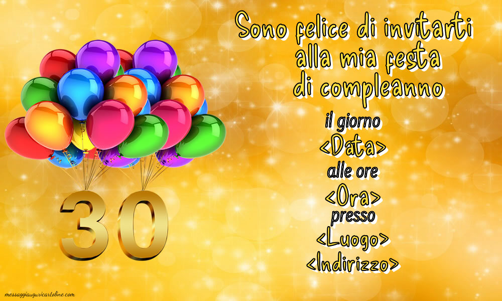 Invito 30 anni per uomo o donna modificabile online | Crea inviti personalizzati di compleanno