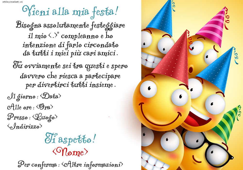 Invito divertente con emoticons | Crea inviti personalizzati di compleanno