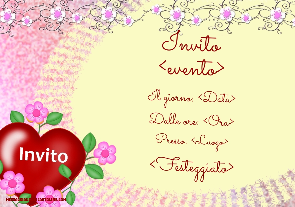 Invito con fiori e cuore rosso | Crea inviti personalizzati di compleanno
