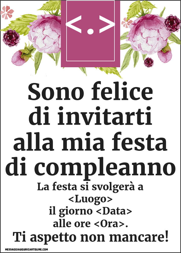 Invito con fiori per adulti Crea inviti personalizzati di compleanno Invito con fiori per adulti Crea inviti personalizzati di compleanno