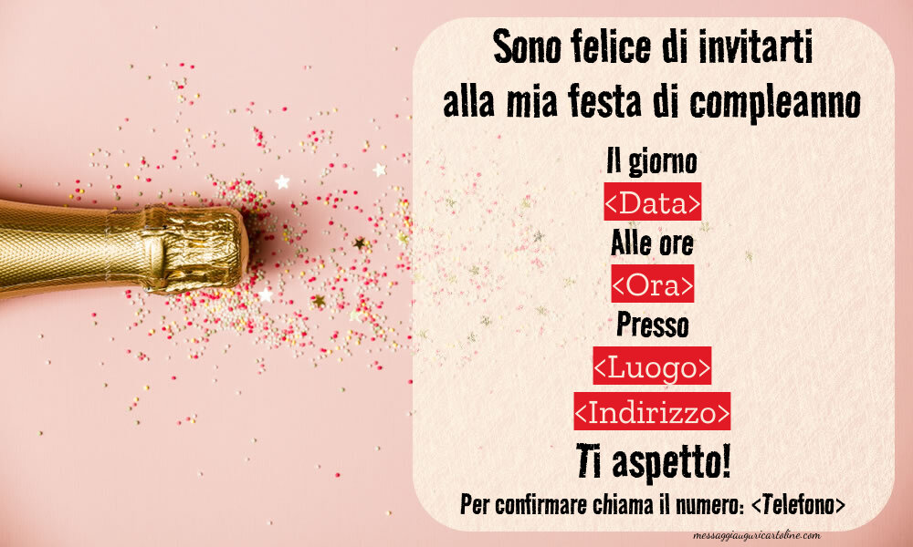Invito compleanno donna con champagne | Crea inviti personalizzati di compleanno