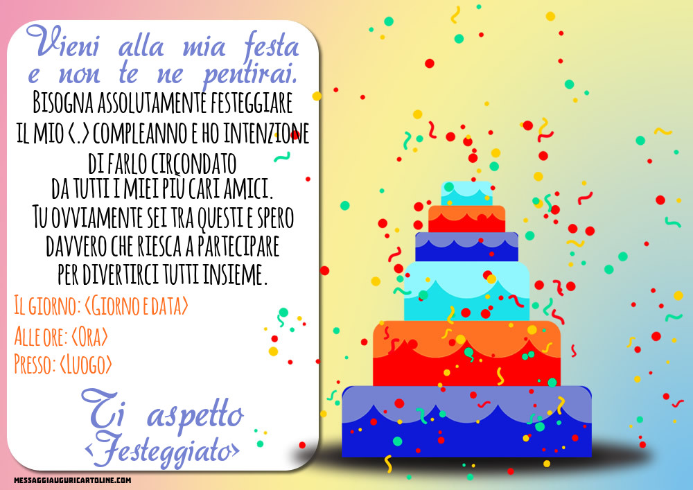 Invito con torta colorate | Crea inviti personalizzati di compleanno