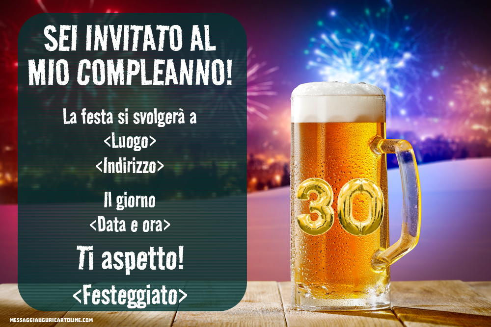 Invito a una birra per il vostro 30° compleanno | Crea inviti personalizzati di compleanno