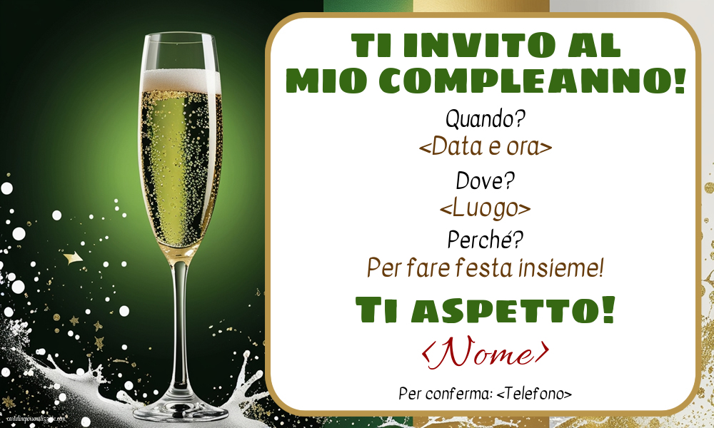 Invito compleanno online gratis con champagne | Crea inviti personalizzati di compleanno