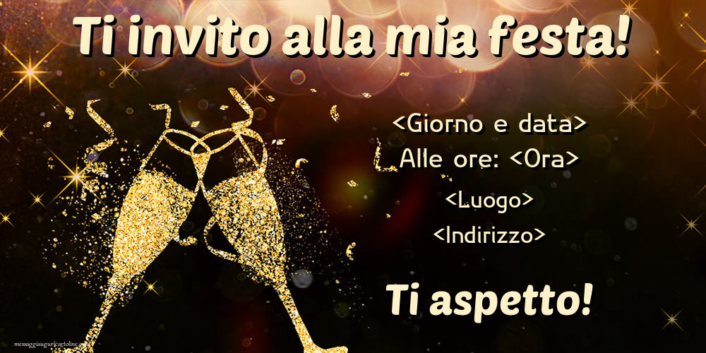 Ti invito alla mia festa! - bicchieri di champagne | Crea inviti personalizzati di compleanno