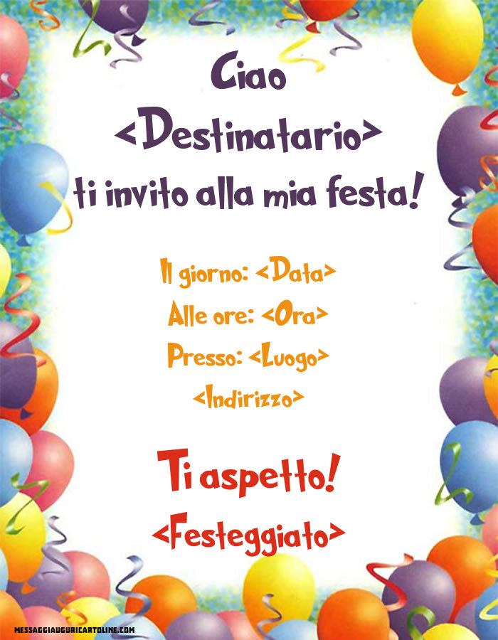 Ti invito alla mia festa! - immagine con palloncini | Crea inviti personalizzati di compleanno