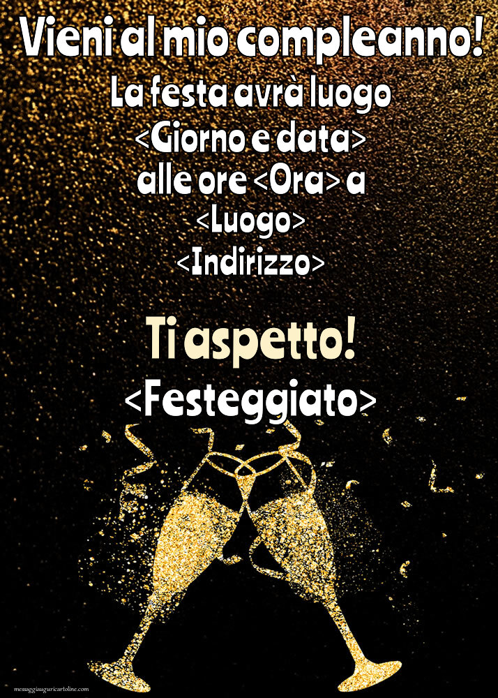 Invito con bicchieri di champagne per adulti | Crea inviti personalizzati di compleanno