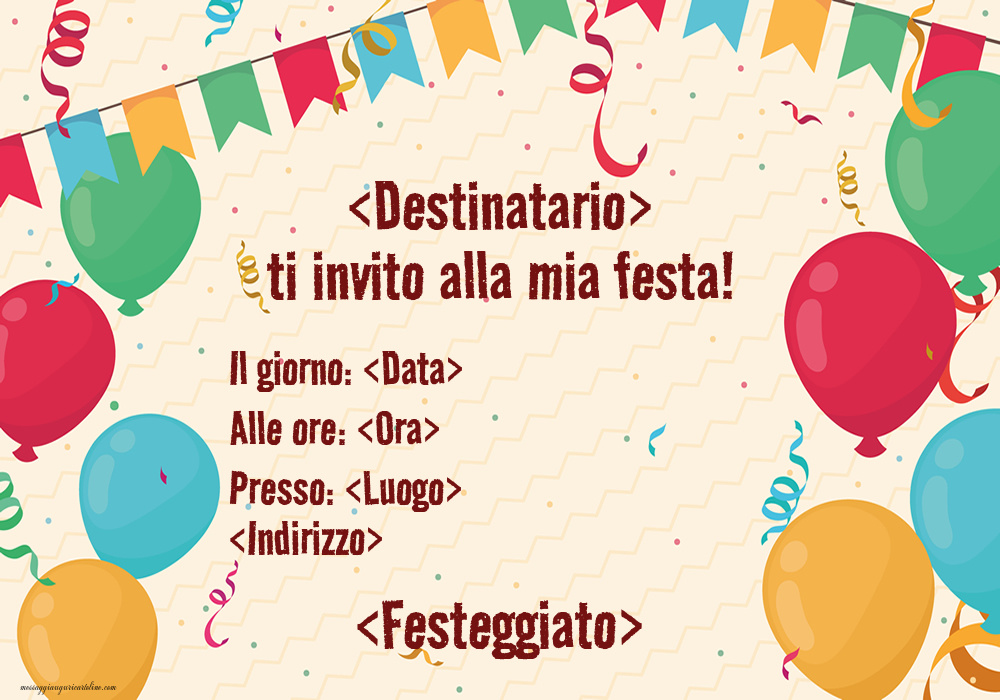 Invito alla mia festa semplice con palloncini e coriandoli | Crea inviti personalizzati di compleanno