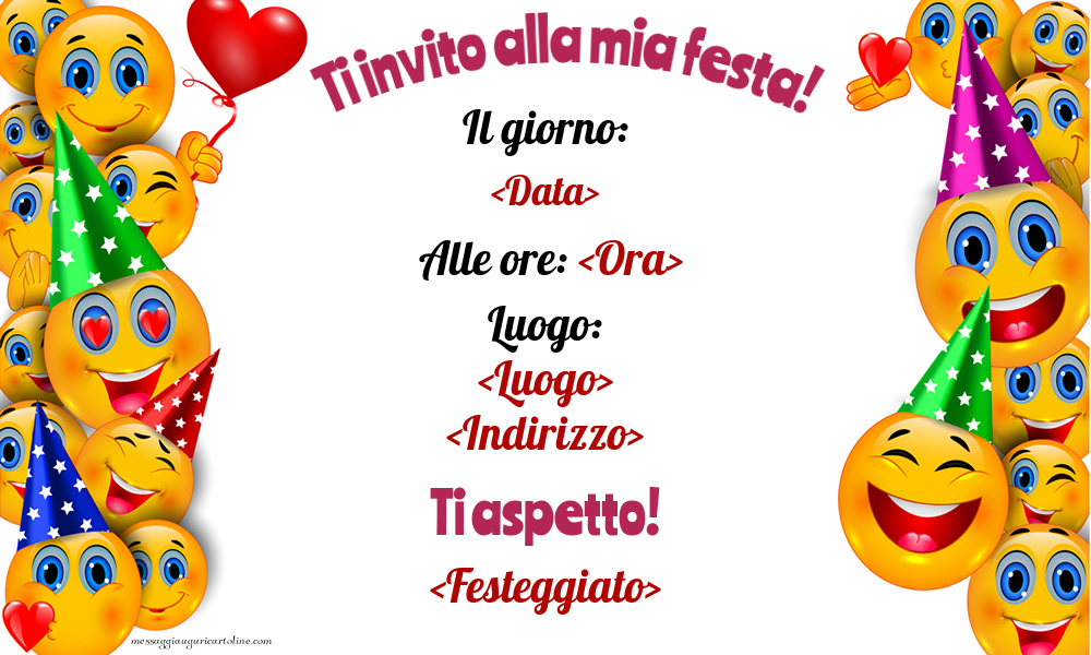 Invito con emoticons divertenti | Crea inviti personalizzati di compleanno