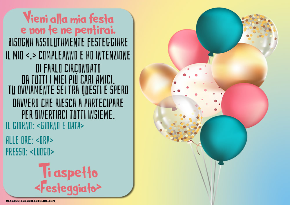 Invito con palloncini colorati | Crea inviti personalizzati di compleanno