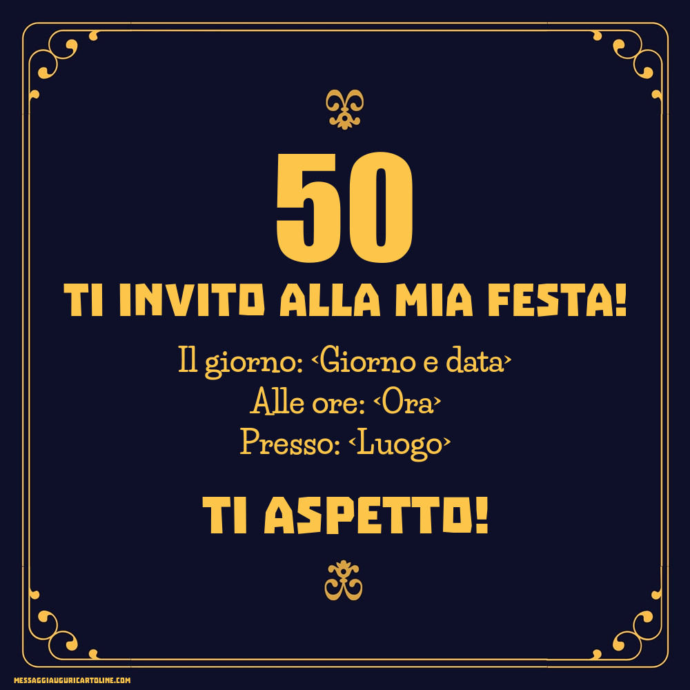 Invito 50 anni modello semplice classico | Crea inviti personalizzati di compleanno