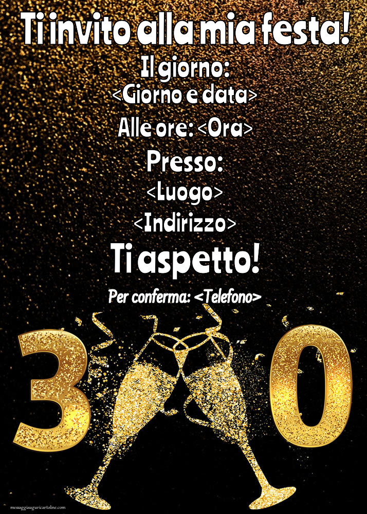 Modello invito al 30° anniversario con champagne per uomo | Crea inviti personalizzati di compleanno