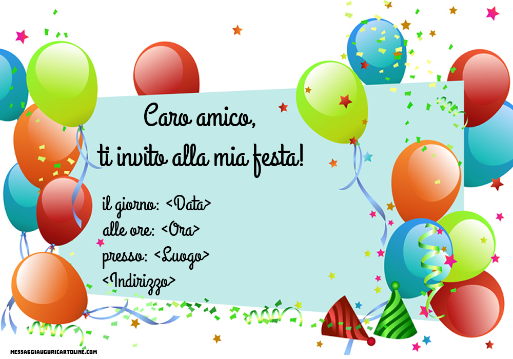 Invito con palloncini per un amico | Crea inviti personalizzati di