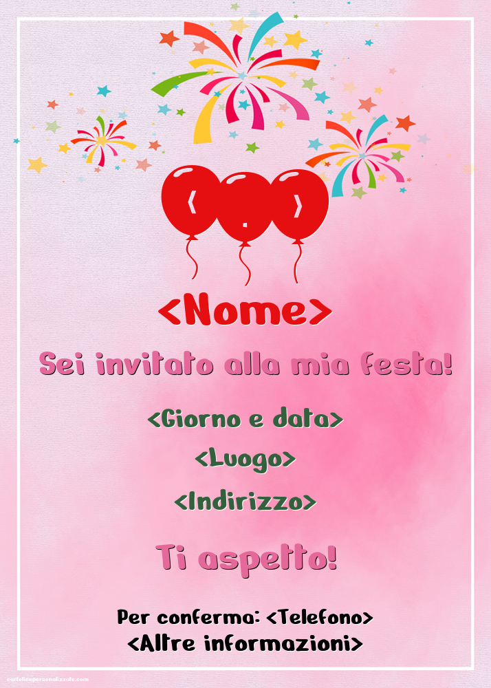 Invito su sfondo rosa per donne | Crea inviti personalizzati di compleanno
