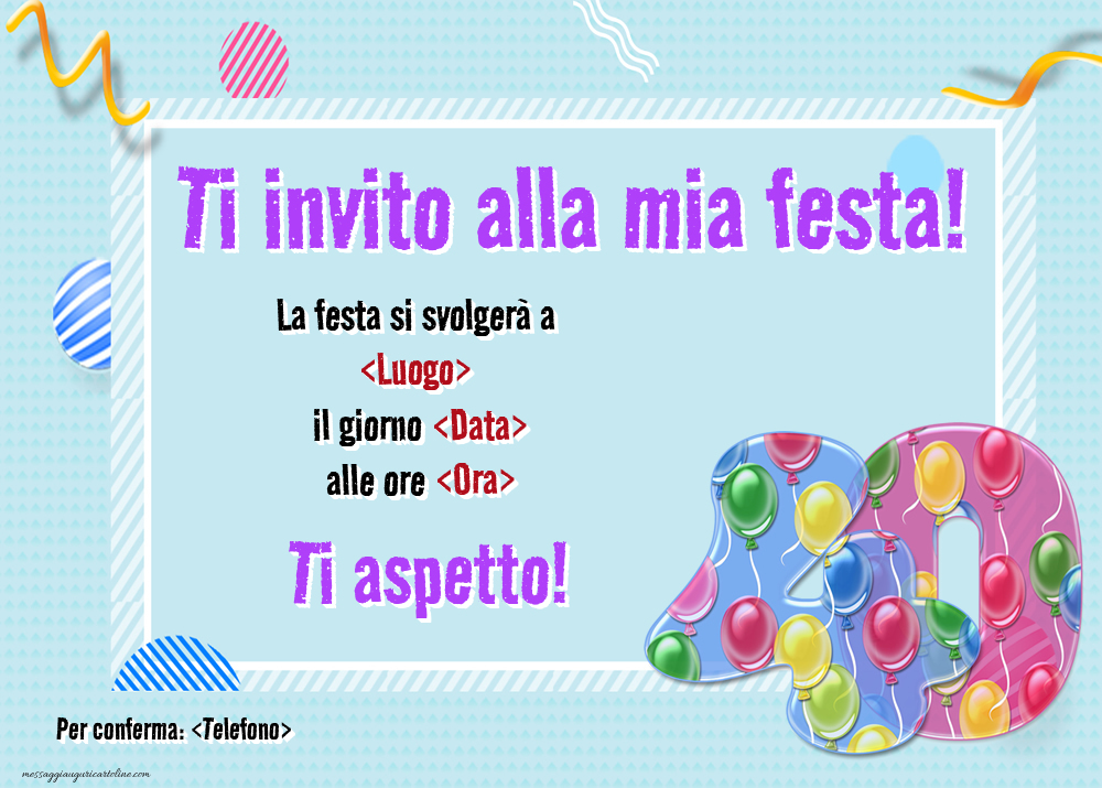 Invito modificabile online per la festa del 40 anni | Crea inviti personalizzati di compleanno