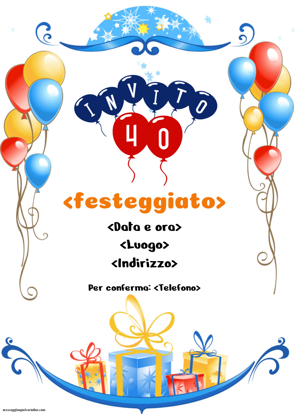 Un invito semplice per 40 anni | Crea inviti personalizzati di compleanno