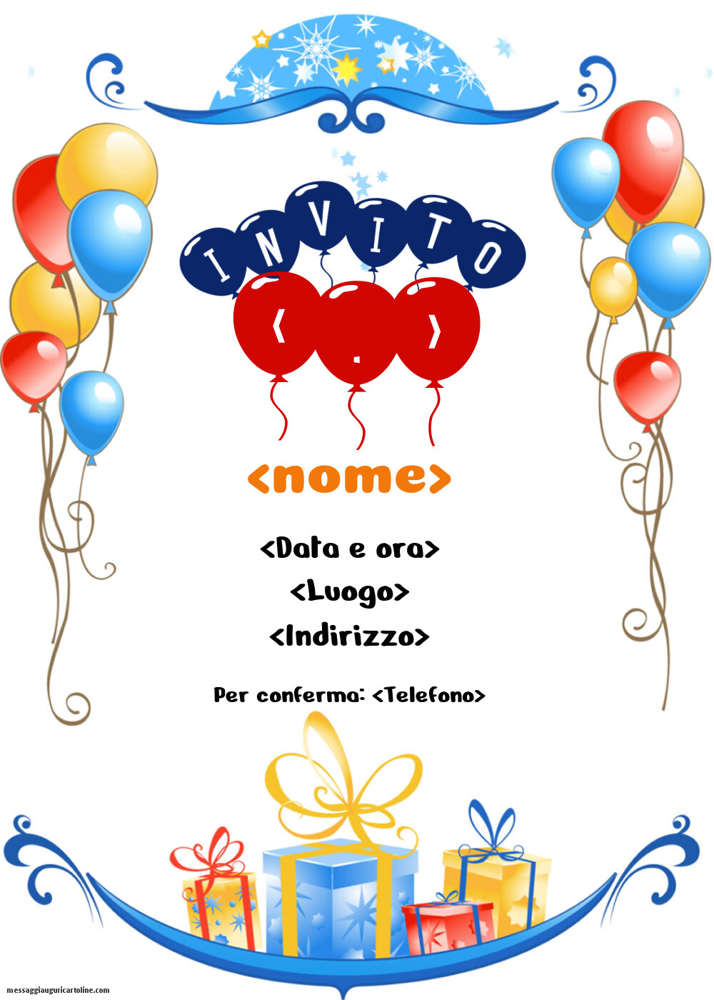 Un invito semplice con palloncini e l'età modificabile | Crea inviti personalizzati di compleanno