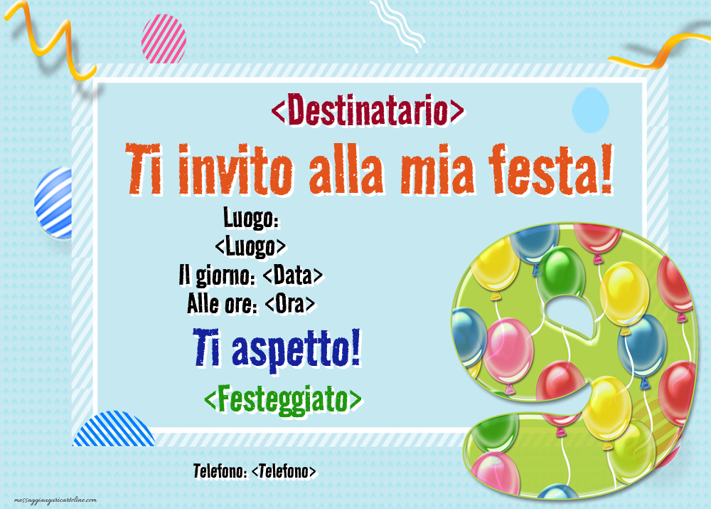 12 biglietti di invito per il 9° compleanno dei bambini, con 12 buste, 12 sacchetti, colore naturale, 12 adesivi