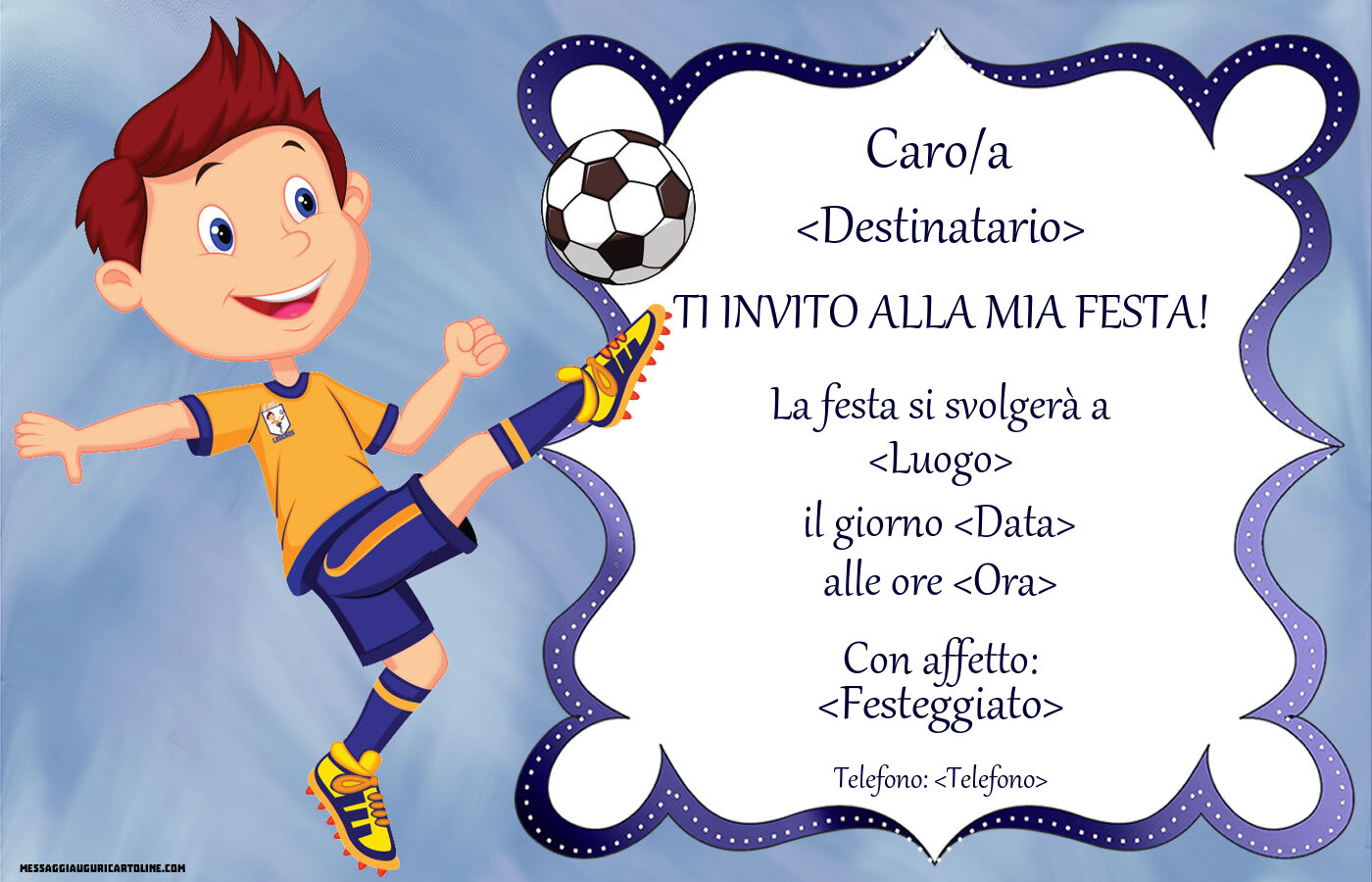 Invito con tema calcio | Crea inviti personalizzati di compleanno per bambini