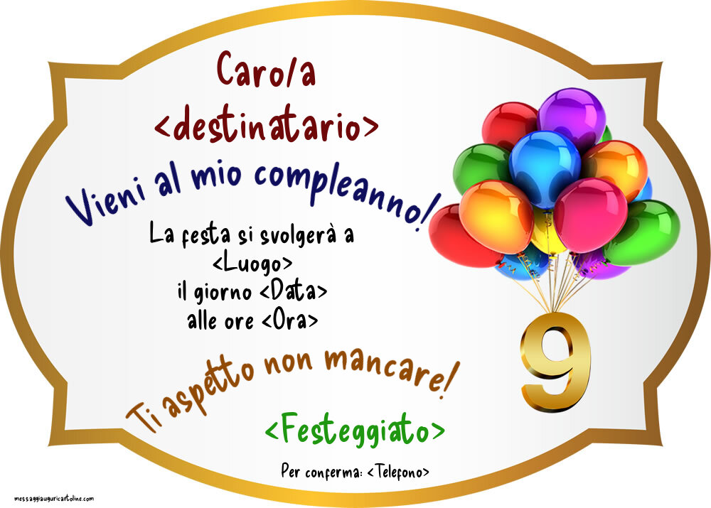 Modello di invito di compleanno per bambini di 9 anni | Crea inviti