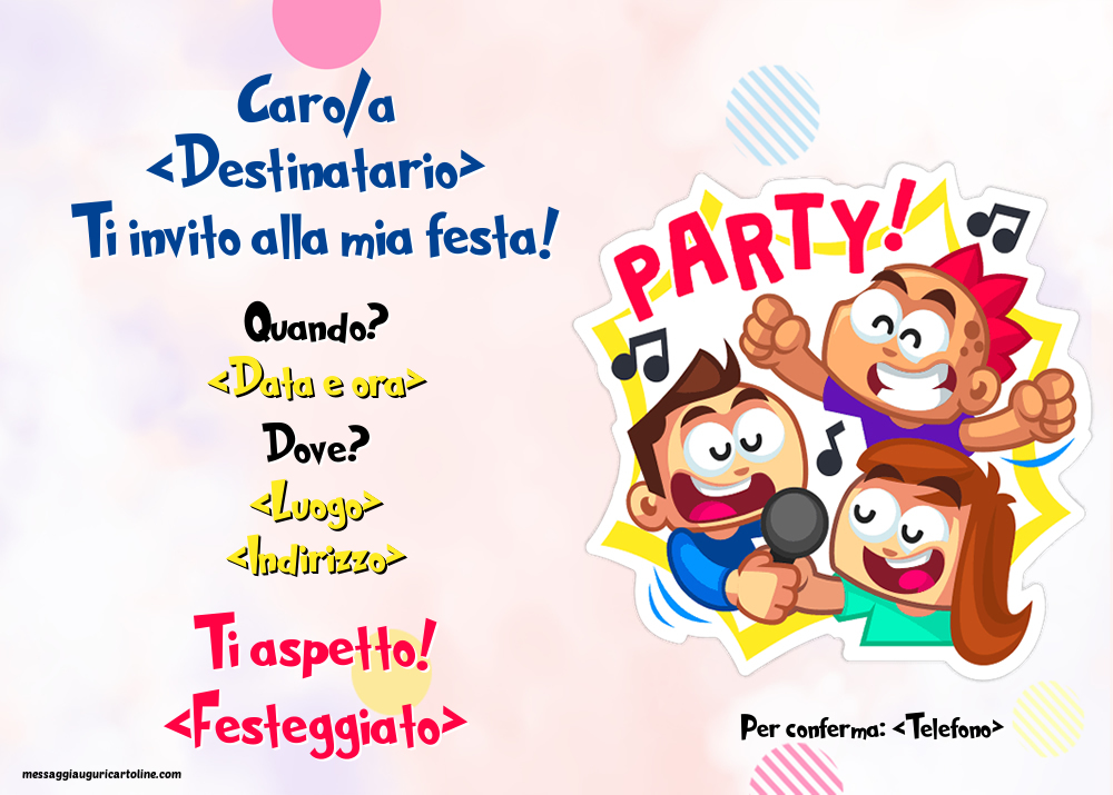 Invito divertente per mia festa - PARTY! | Crea inviti personalizzati di compleanno per bambini