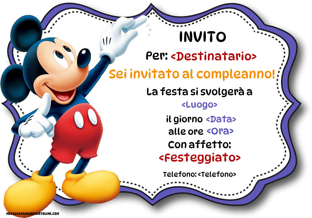Mickey Mouse che scrive il tuo invito | Crea inviti personalizzati di compleanno per bambini