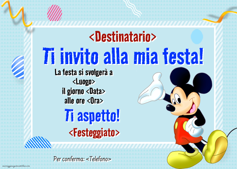 Invito Mickey Mouse modificabile online | Crea inviti personalizzati di compleanno per bambini