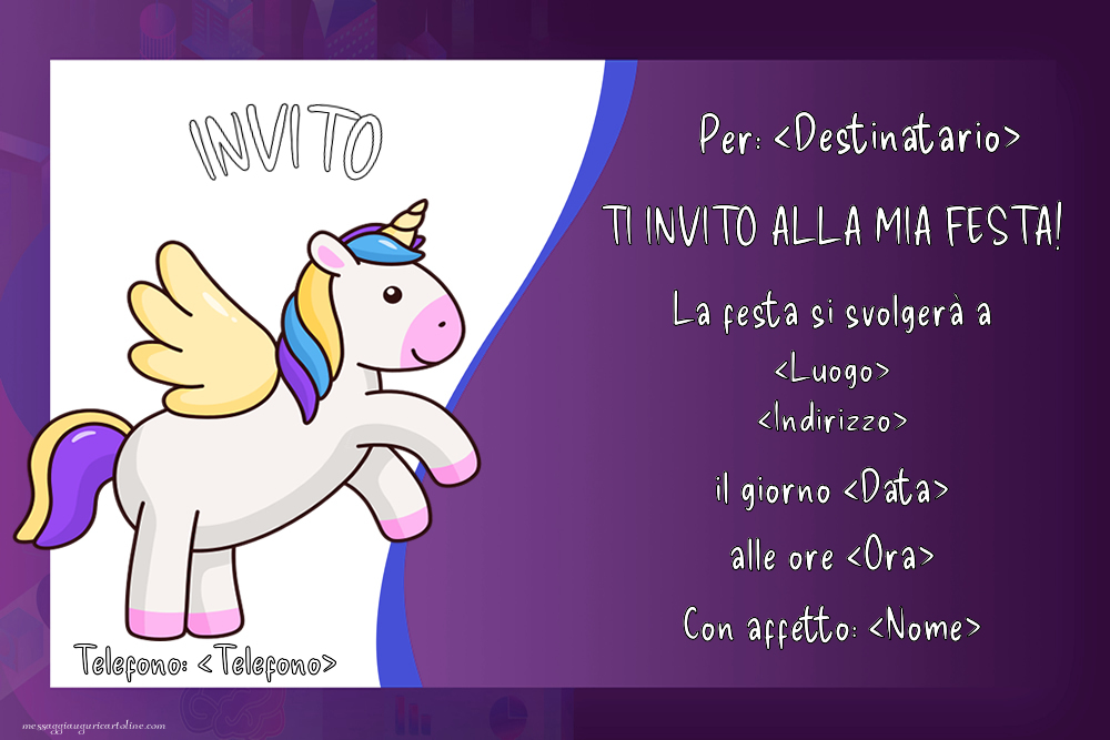 Invito festa unicorno | Crea inviti personalizzati di compleanno per bambini