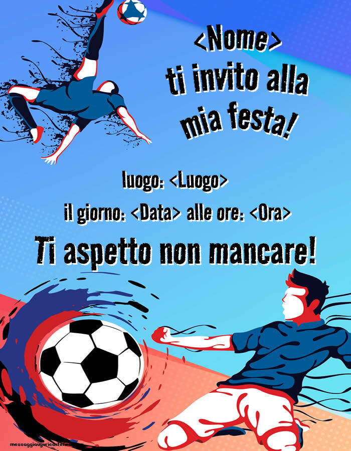 Invito con giocatori di calcio per ragazzi | Crea inviti personalizzati di compleanno per bambini