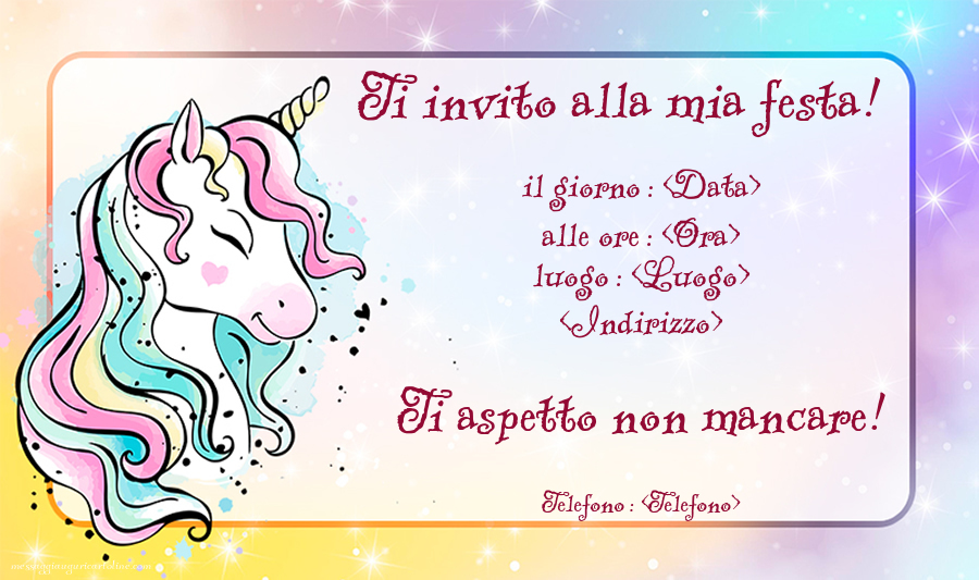 Invito semplice con unicorno | Crea inviti personalizzati di compleanno per bambini