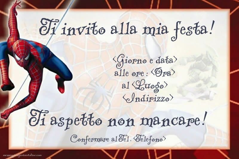 Invito semplice con Spiderman | Crea inviti personalizzati di compleanno per bambini
