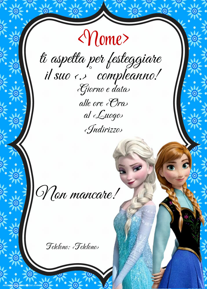 Invito Frozen con Anna ed Elsa | Crea inviti personalizzati di compleanno per bambini