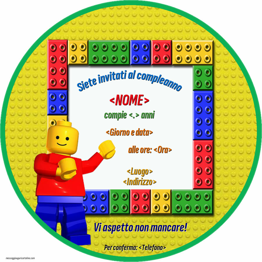 Invito digitale Lego | Crea inviti personalizzati di compleanno per bambini