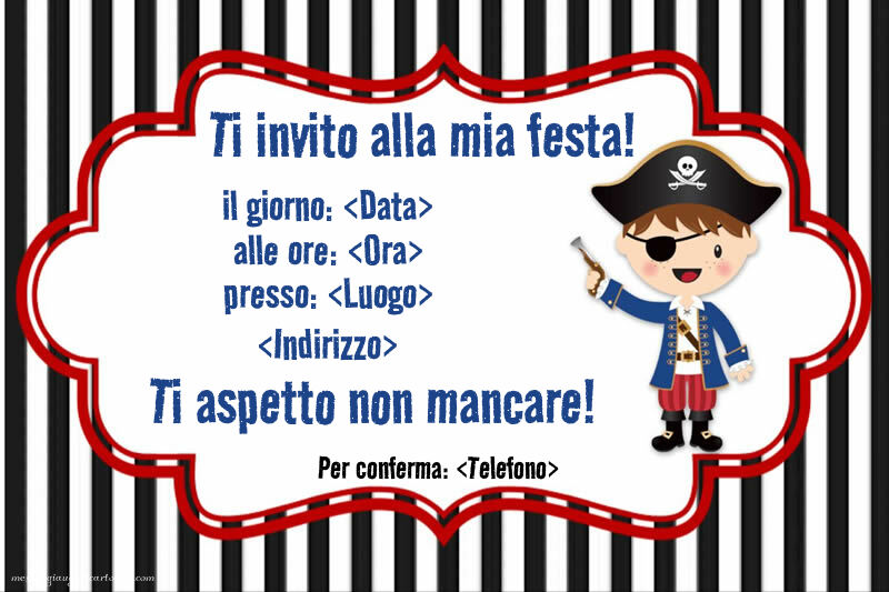 Invito con un pirata per ragazzi | Crea inviti personalizzati di compleanno per bambini