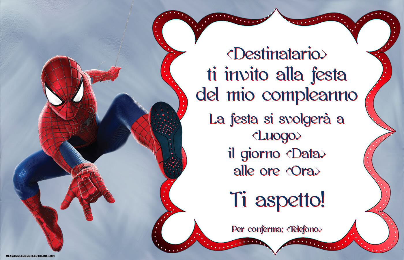 Invito festa con tema Spiderman  Crea inviti personalizzati di