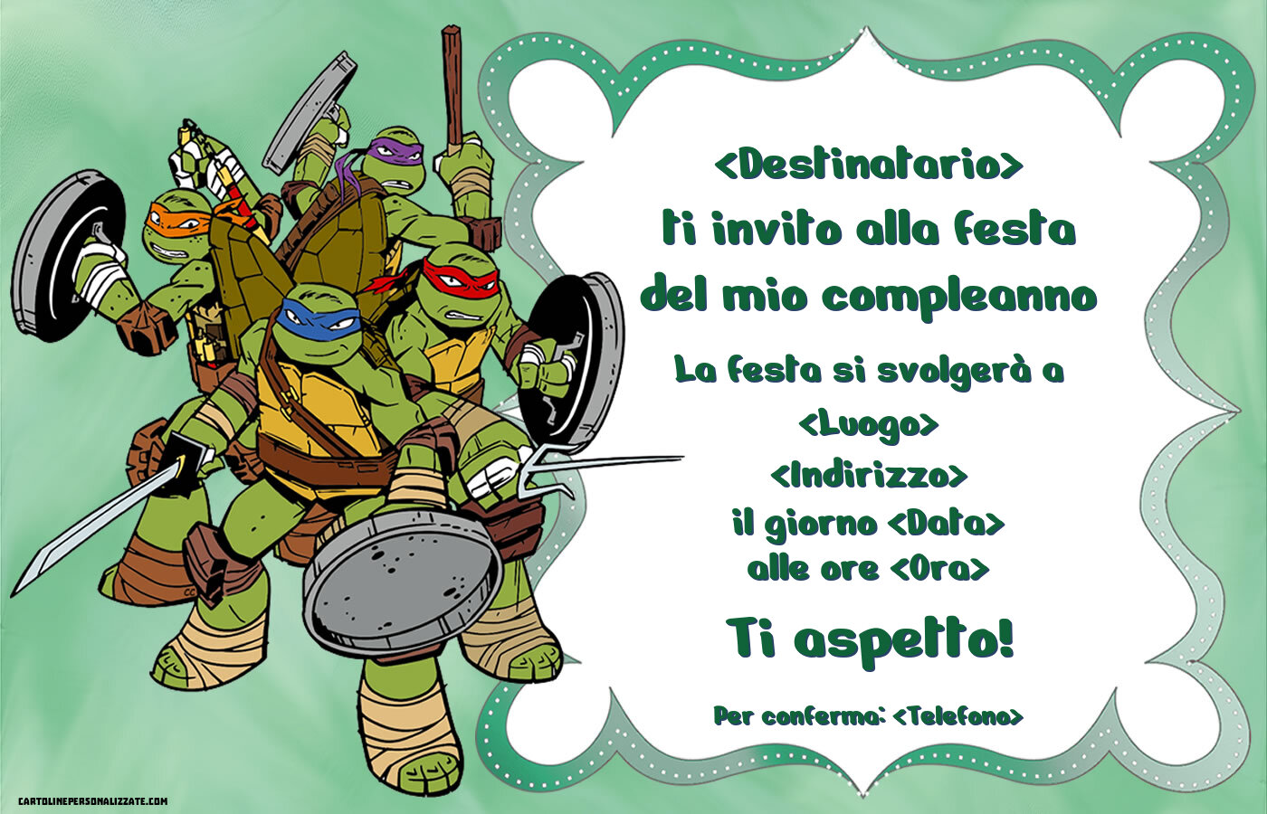 Inviti Di Compleanno Delle Tartarughe Ninja Da Stampare - Foto 10
