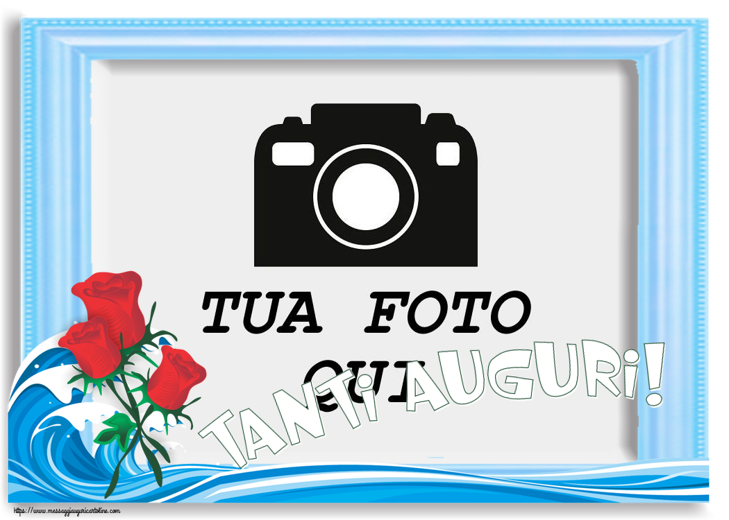Crea cartoline personalizzate di auguri | Tanti Auguri! - Cornice foto ~ tre rose rosse disegnate