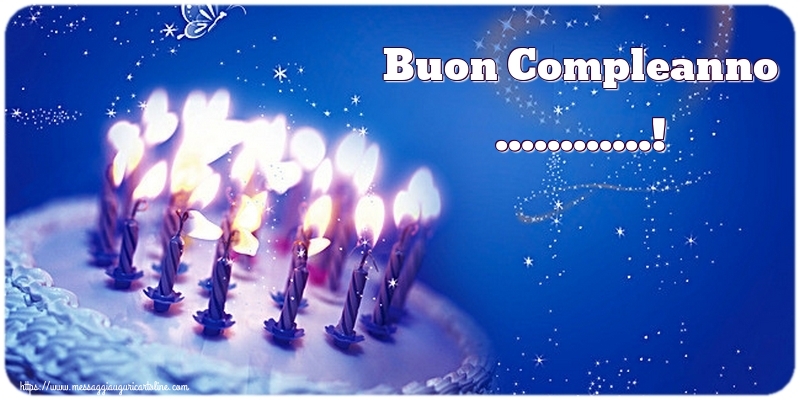 Crea cartoline personalizzate di compleanno | Buon compleanno personalizzato con torta con candele accese su sfondo blu