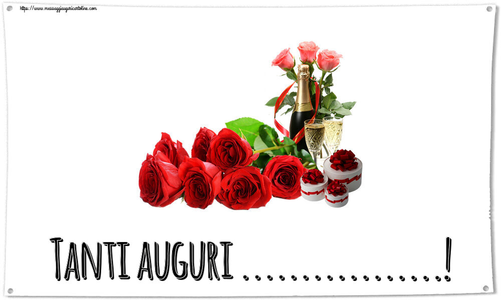 Crea cartoline personalizzate di compleanno | Tanti auguri ...! ~ composizione con champagne e rose