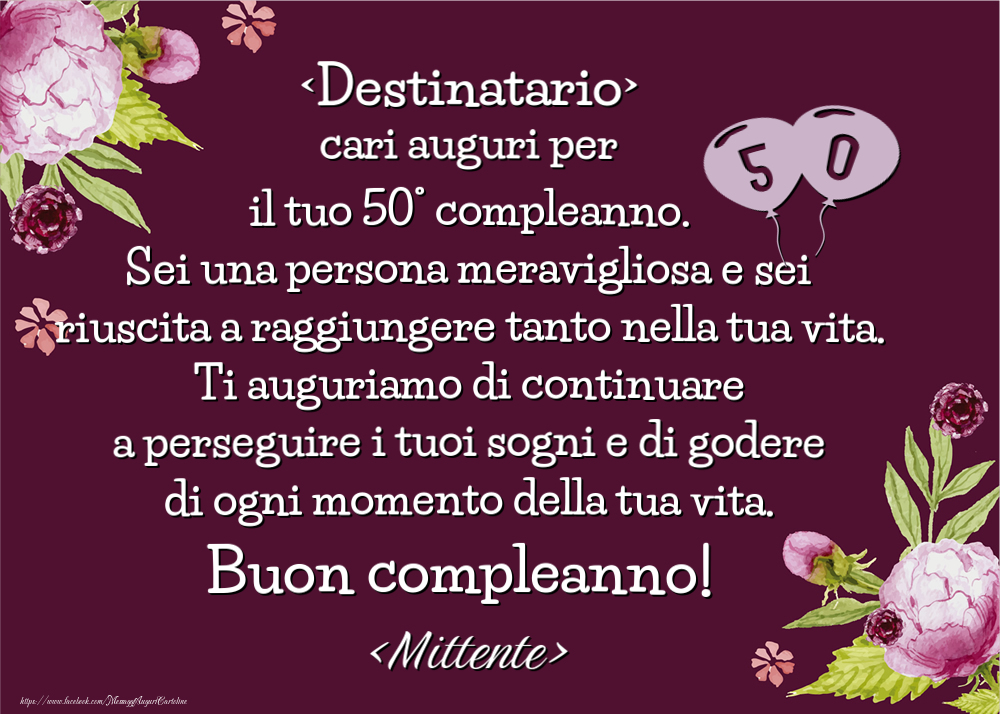 Per le donne: Cari auguri per il tuo 50° compleanno. | Crea cartoline personalizzate con nome