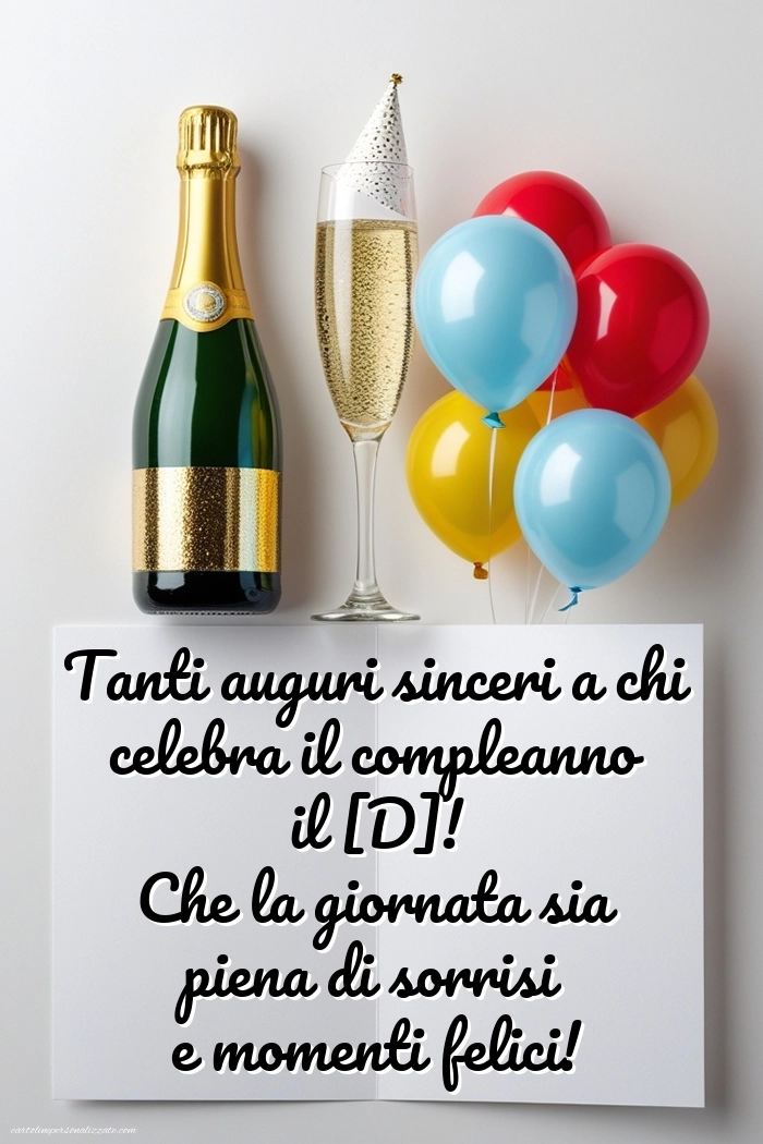 Immagini con Frasi di Compleanno per Facebook: Champagne e palloncini