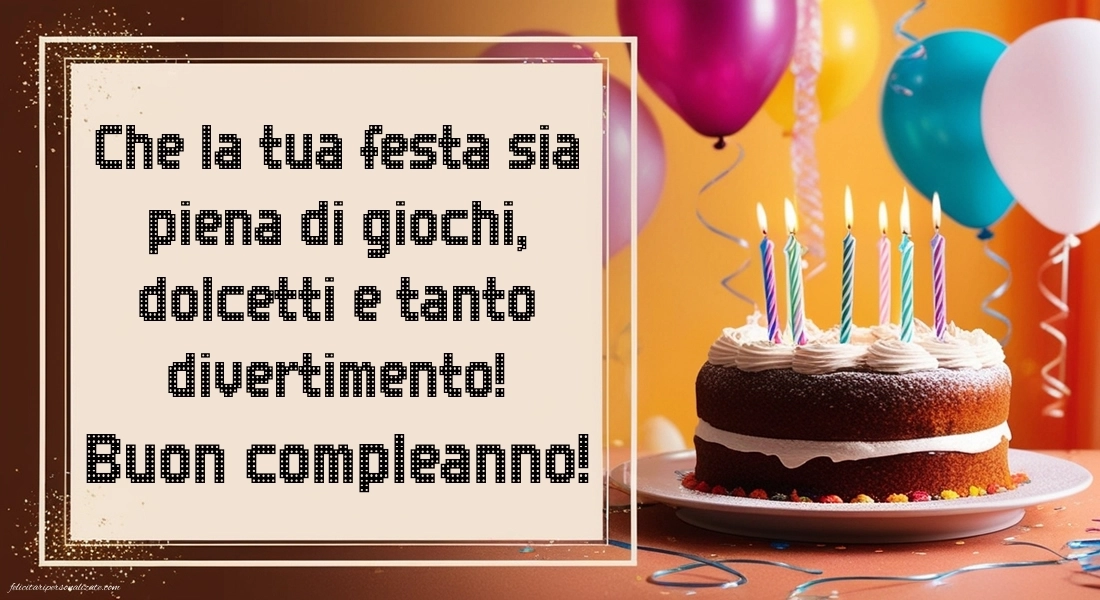 Immagini di Buon Compleanno per Bambini: Palloncini e torta