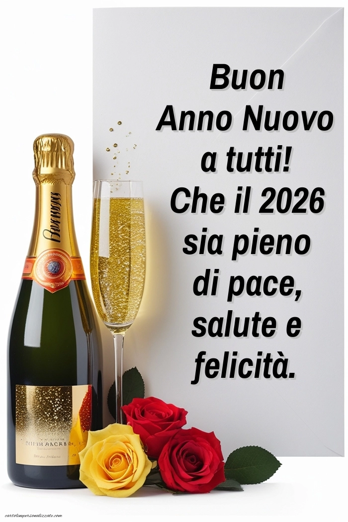 Immagini per gli Auguri di Buon Anno: Cartoline, Foto e Immagini 2026: Champagne e rose